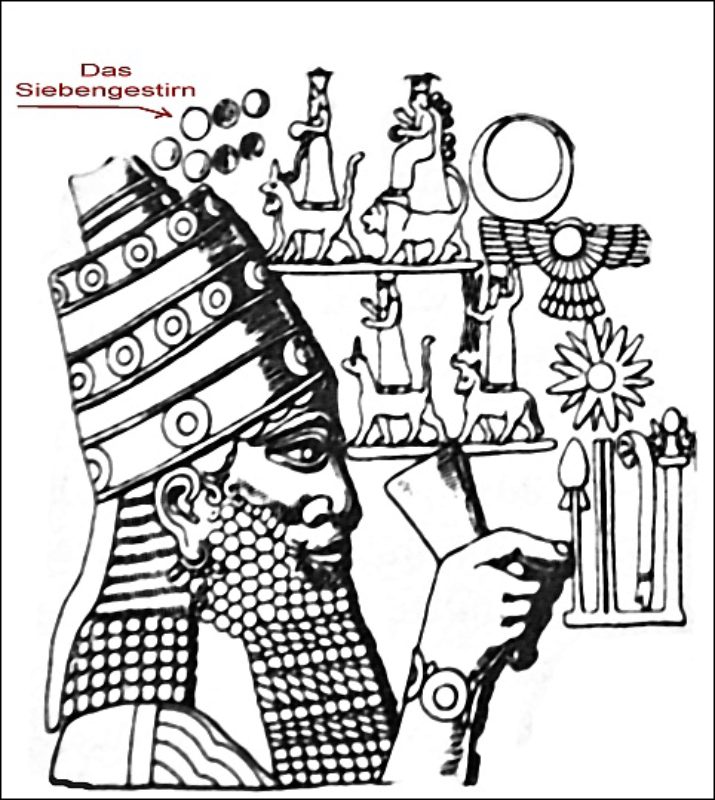 Assyrischer Knig, dargestellt mit zwlf ...