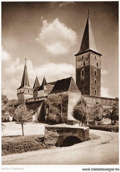 Meschen - Kirchenburg um 1930