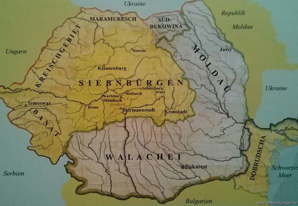 Landkarten und Wappen aus Siebenbürgen - Landkarte Rumänien